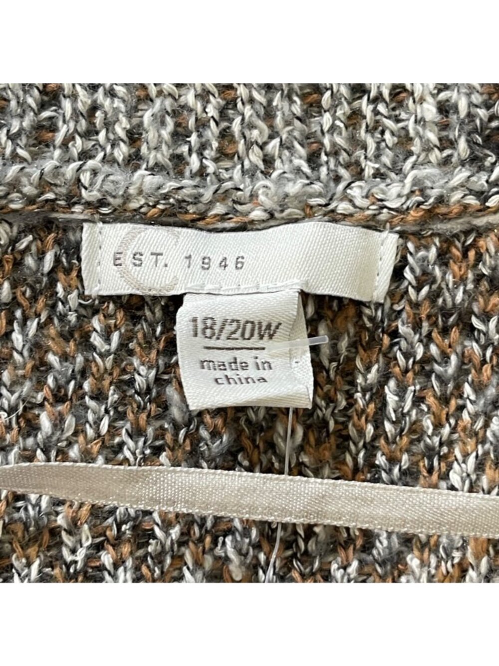 New Est. 1946 Jacket Sweater Cardigan Size 18/20 Animal Print Grey Tan Open Fron - Picture 5 of 8